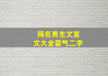 网名男生文言文大全霸气二字