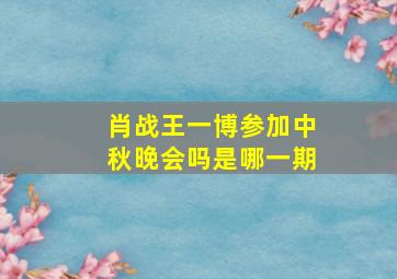 肖战王一博参加中秋晚会吗是哪一期