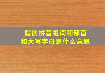 脂的拼音组词和部首和大写字母是什么意思