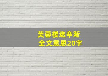 芙蓉楼送辛渐全文意思20字