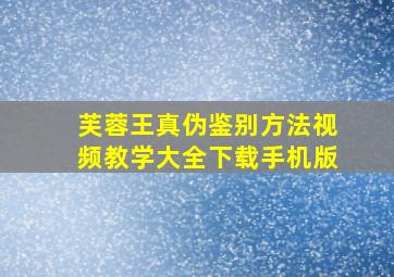 芙蓉王真伪鉴别方法视频教学大全下载手机版