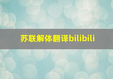 苏联解体翻译bilibili