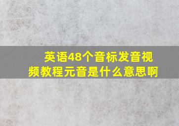 英语48个音标发音视频教程元音是什么意思啊