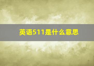 英语511是什么意思