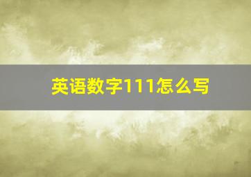 英语数字111怎么写