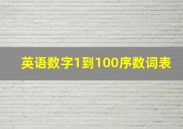 英语数字1到100序数词表