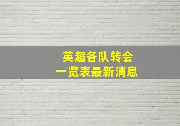 英超各队转会一览表最新消息