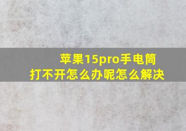 苹果15pro手电筒打不开怎么办呢怎么解决