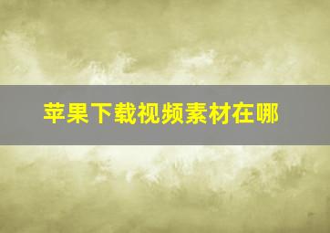 苹果下载视频素材在哪