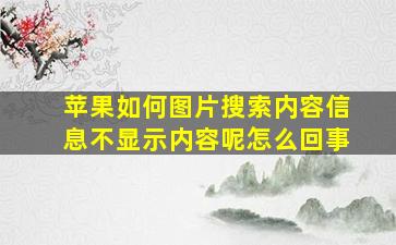 苹果如何图片搜索内容信息不显示内容呢怎么回事