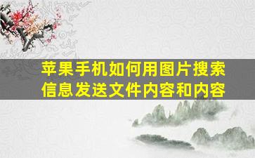 苹果手机如何用图片搜索信息发送文件内容和内容