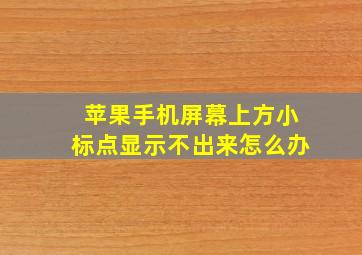 苹果手机屏幕上方小标点显示不出来怎么办