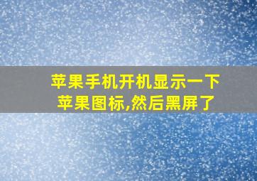 苹果手机开机显示一下苹果图标,然后黑屏了