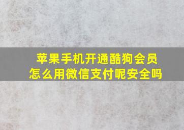 苹果手机开通酷狗会员怎么用微信支付呢安全吗