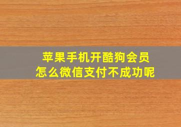 苹果手机开酷狗会员怎么微信支付不成功呢