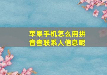 苹果手机怎么用拼音查联系人信息呢