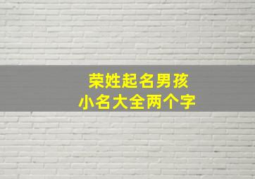 荣姓起名男孩小名大全两个字