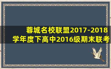 蓉城名校联盟2017-2018学年度下高中2016级期末联考