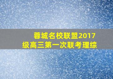 蓉城名校联盟2017级高三第一次联考理综