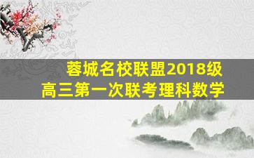 蓉城名校联盟2018级高三第一次联考理科数学