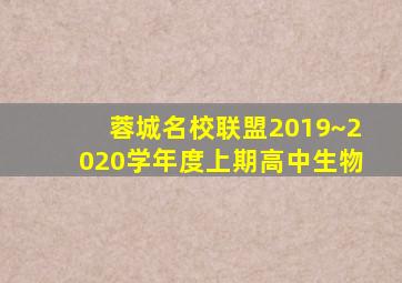 蓉城名校联盟2019~2020学年度上期高中生物