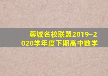 蓉城名校联盟2019~2020学年度下期高中数学