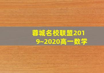 蓉城名校联盟2019~2020高一数学