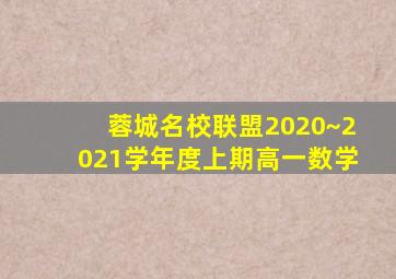 蓉城名校联盟2020~2021学年度上期高一数学