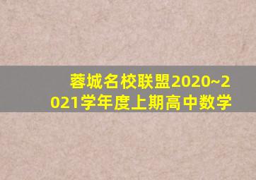 蓉城名校联盟2020~2021学年度上期高中数学