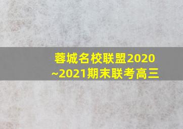 蓉城名校联盟2020~2021期末联考高三