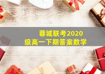 蓉城联考2020级高一下期答案数学