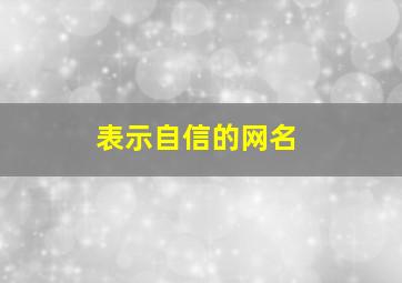 表示自信的网名