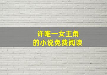 许唯一女主角的小说免费阅读