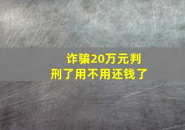 诈骗20万元判刑了用不用还钱了