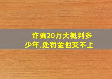 诈骗20万大概判多少年,处罚金也交不上