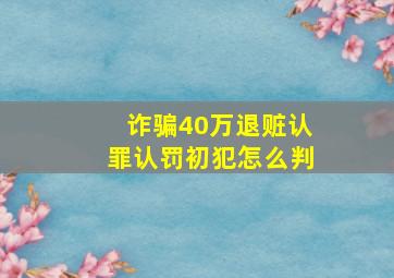 诈骗40万退赃认罪认罚初犯怎么判