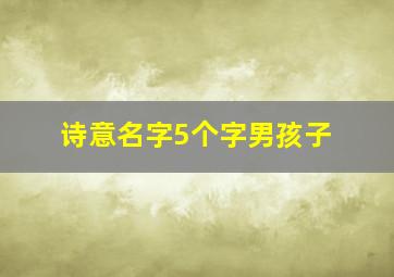 诗意名字5个字男孩子