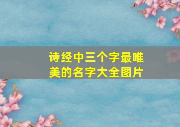 诗经中三个字最唯美的名字大全图片