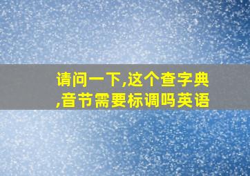 请问一下,这个查字典,音节需要标调吗英语