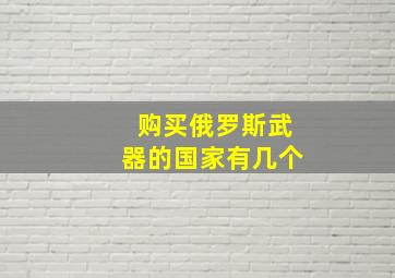 购买俄罗斯武器的国家有几个