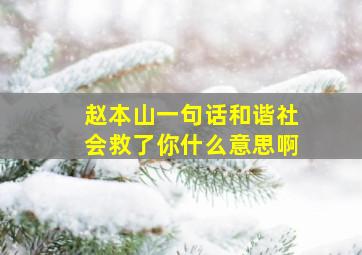 赵本山一句话和谐社会救了你什么意思啊