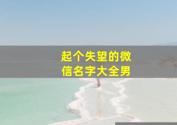 起个失望的微信名字大全男