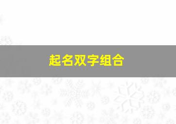 起名双字组合