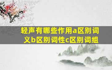 轻声有哪些作用a区别词义b区别词性c区别词组