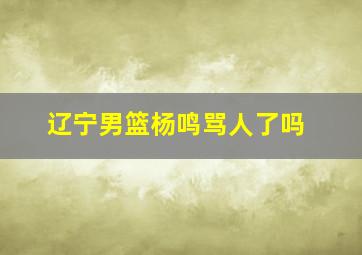 辽宁男篮杨鸣骂人了吗