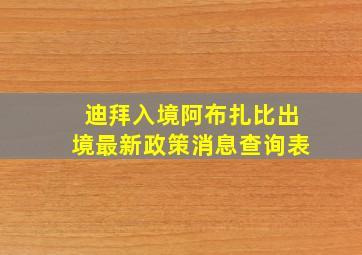 迪拜入境阿布扎比出境最新政策消息查询表