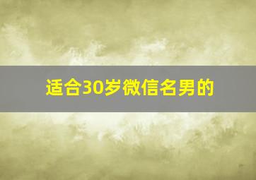 适合30岁微信名男的