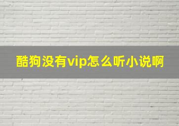 酷狗没有vip怎么听小说啊