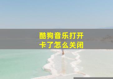 酷狗音乐打开卡了怎么关闭