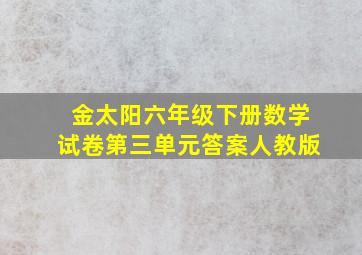 金太阳六年级下册数学试卷第三单元答案人教版